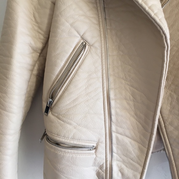 Zara Cream Faux Leather Jacket - Picture 4 of 11